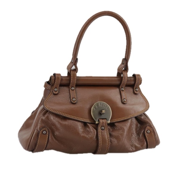 FENDI Hand Bag Leather Brown Auth 109148 - Picture 1 of 16